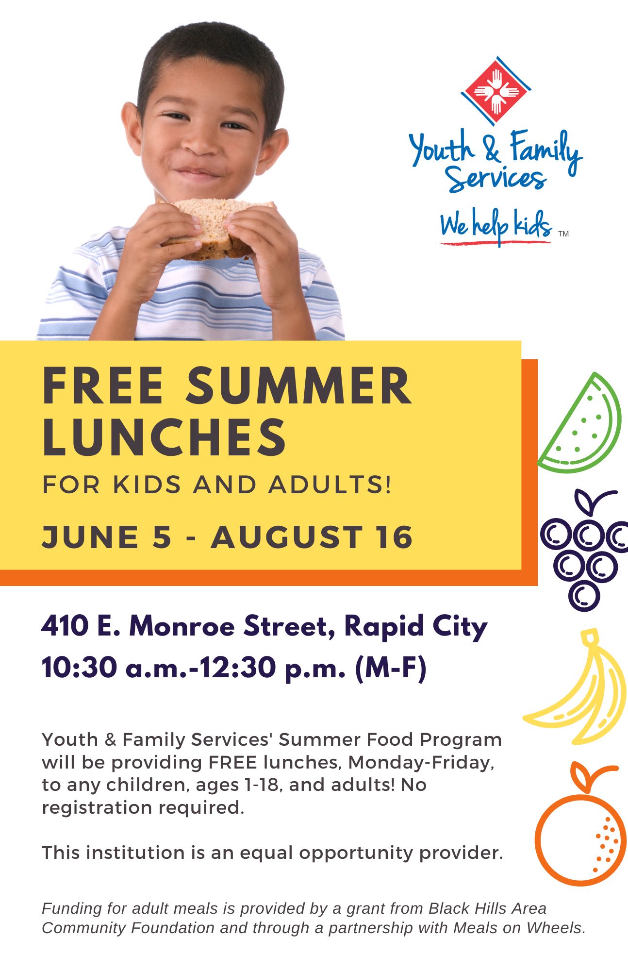 Summer Food Program Youth and Family Services
